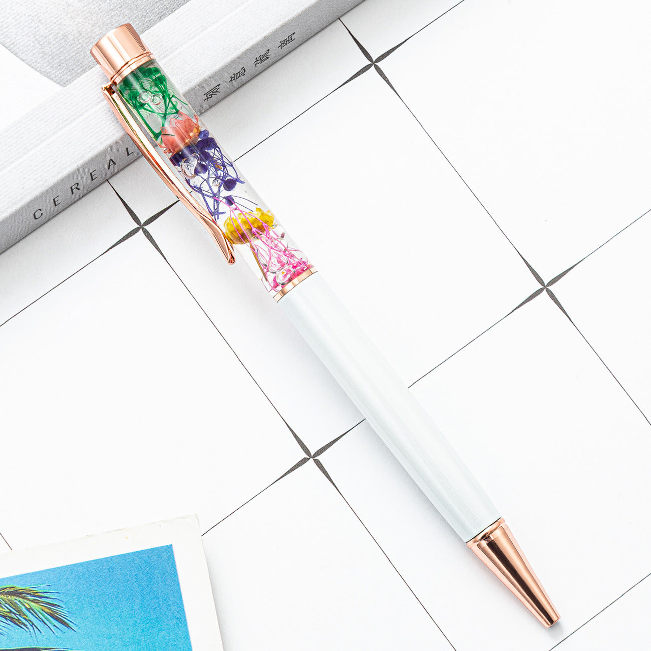 Wholesale Metal Crystal Preserved Flower Ballpoint Pen